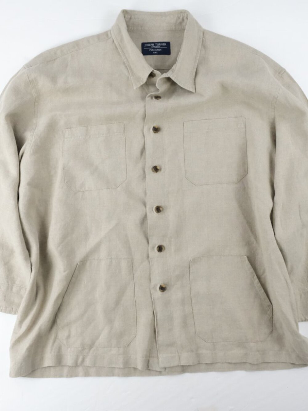 Joseph Turner Yorkshire Pure Linen Button Front Shirt Jacket Sacket Sz. XXL